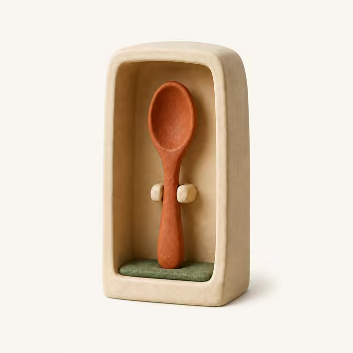 Emergency Spoon, hand-modelled in clay