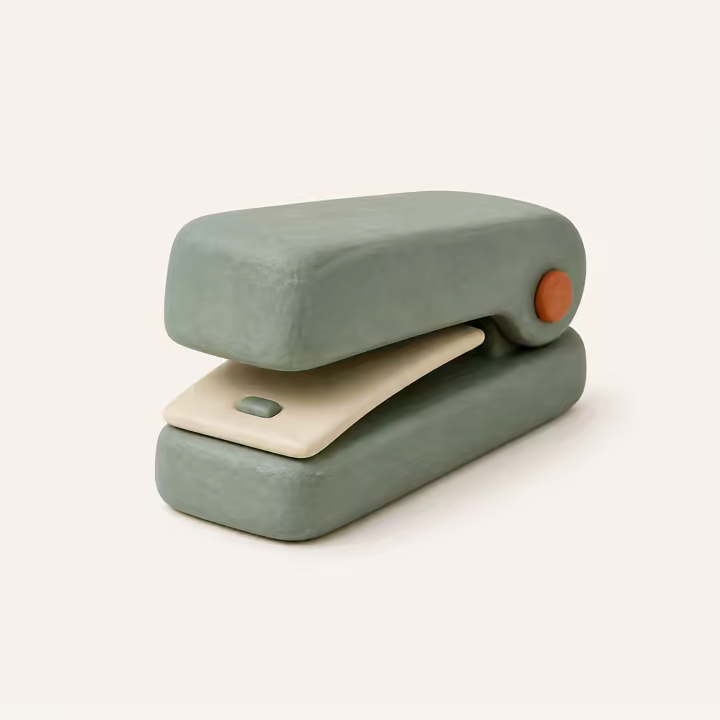 Single-Page Stapler, hand-modelled in clay