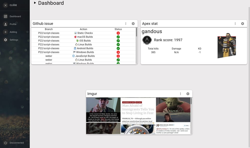 Dashboard — screenshot